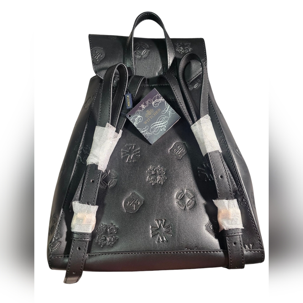 # 538 Women's Monogram Leather Backpack with Vertical Zippers Black - Picture 3 of 12